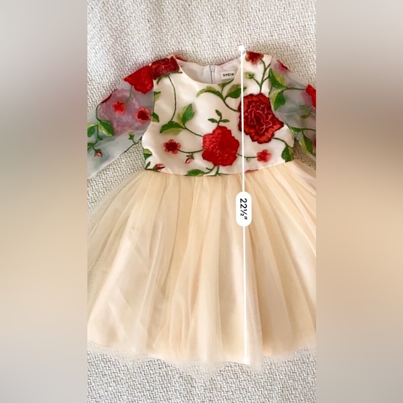 Toddler Girls Formal Holiday Christmas Floral Embroidery Mesh Gown Dress Size 4 - Picture 15 of 17